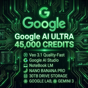 حساب خاص لمدة شهر واحد من Google AI Ultra. 45000 رصيد ذكاء اصطناعي، إصدار VEO 3.1 غير محدود