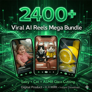 أكثر من 2400 فيديو بتقنية الذكاء الاصطناعي | مجموعة فيديوهات تقطيع الزجاج بتقنية ASMR مع قطة صغيرة | حزمة فيديوهات PLR وMRR | تحميل فوري