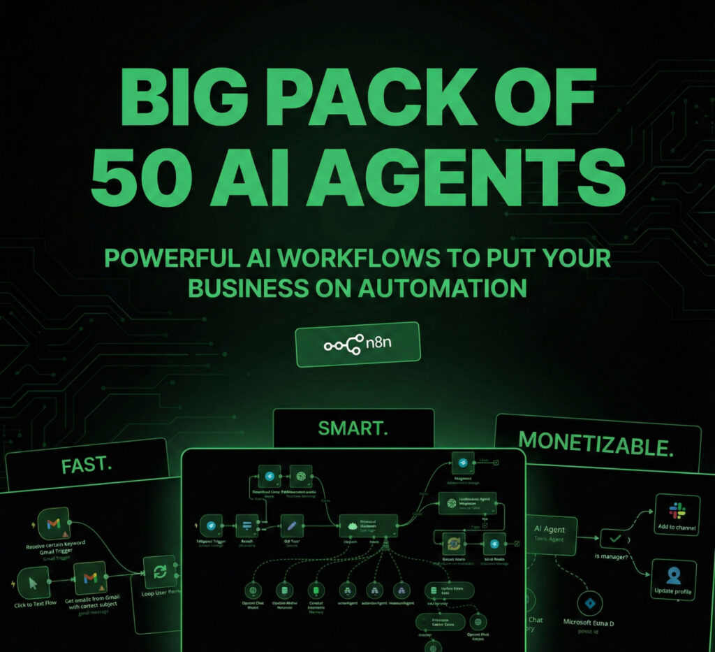 أكثر من 300 وكيل ذكاء اصطناعي وسير عمل آلي لمنصة n8n: عزز الإنتاجية باستخدام روبوتات البريد الإلكتروني للمحتوى الفيروسي