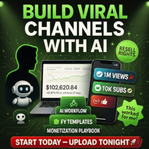 أنشئ قنوات يوتيوب فيروسية باستخدام الذكاء الاصطناعي | قوالب جاهزة للاستخدام بنسبة 100%، سير عمل آلي، حقوق إعادة بيع، لا حاجة للتصوير أو التحرير | اربح المال عبر الإنترنت